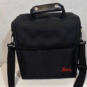 Black Messenger Camera Bag with Red Logo